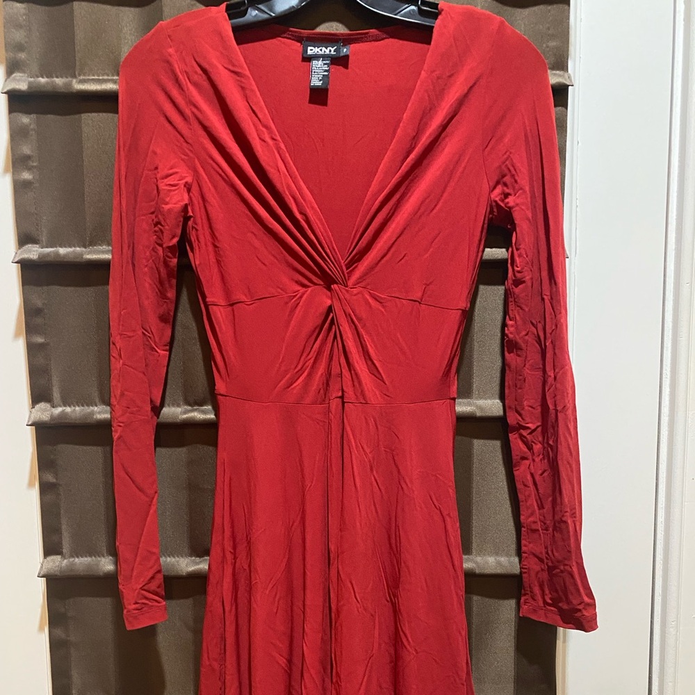 Red DKNY jersey dress, size P
